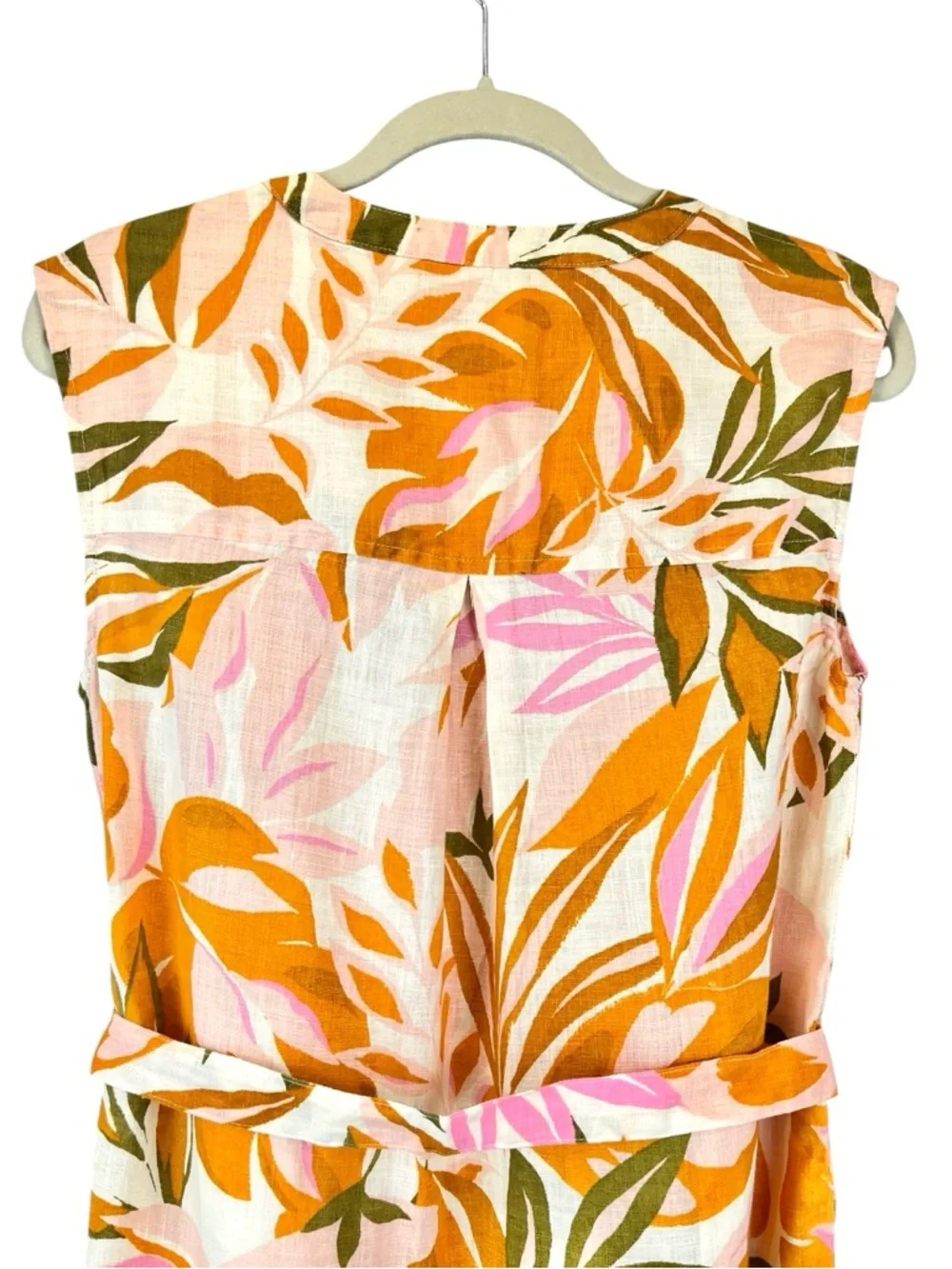 NEW C&C California 100% Linen Dress Multicolor Tropical Leafy Palm Print S NWT - Picture 4 of 9